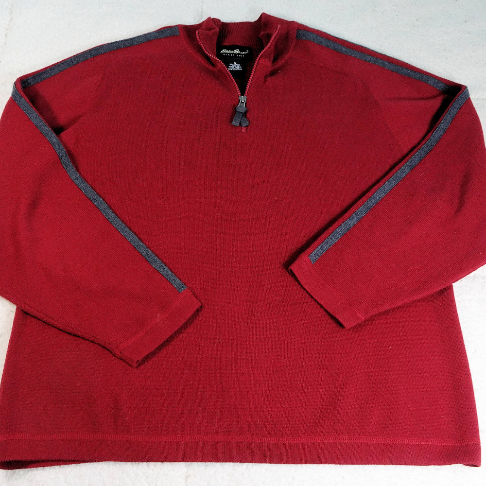 Eddie Bower Red Quarter Zip Pullover Medium